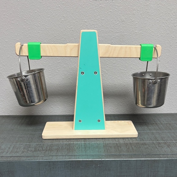 Lovevery Wooden Balance Scale Toy with Aqua Accent - Picture 3 of 6